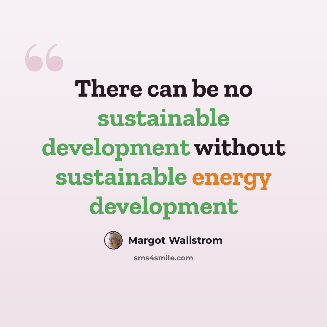 “There can be no sustainable development without sustainable energy development” quote by Margot Wallstrom