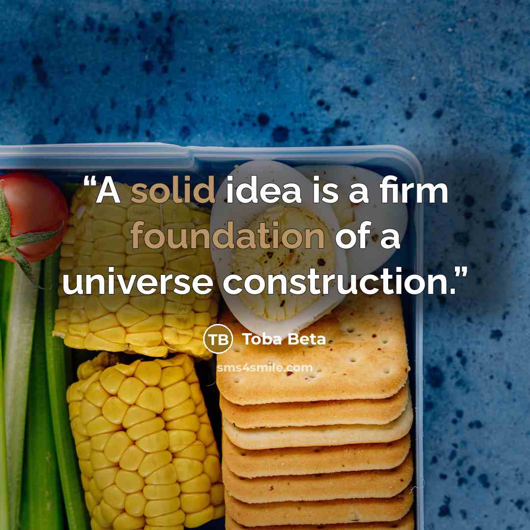 “A solid idea is a firm foundation of a universe construction.” quote by Toba Beta
