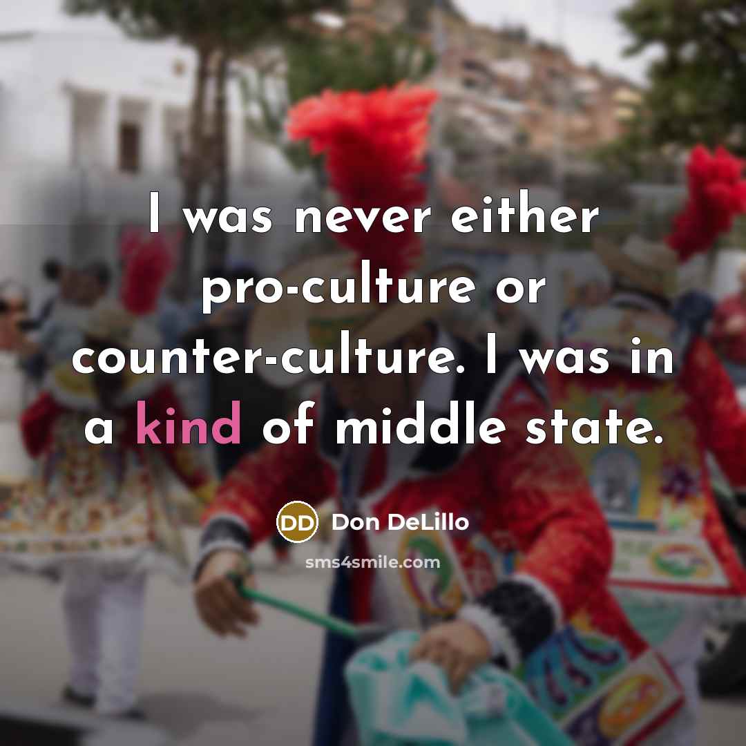 “I was never either pro-culture or counter-culture. I was in a kind of middle state.” quote by Don DeLillo