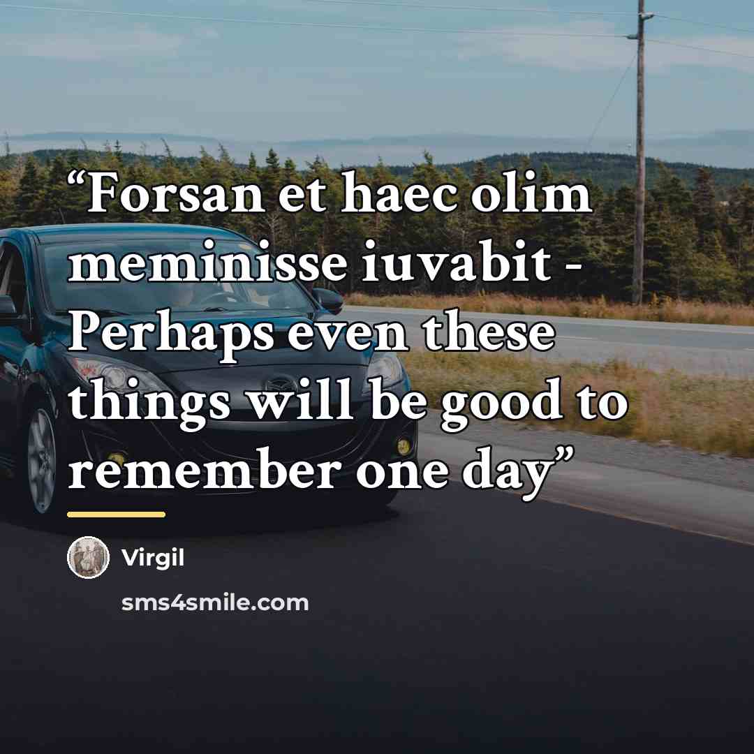 “Forsan et haec olim meminisse iuvabit - Perhaps even these things will be good to remember one day” quote by Virgil