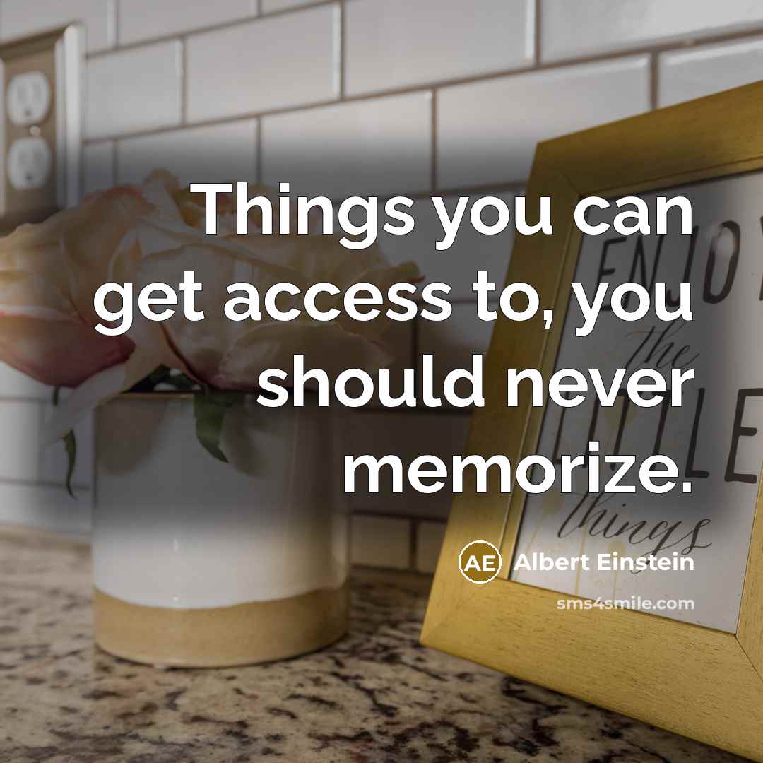 “Things you can get access to, you should never memorize.” quote by Albert Einstein