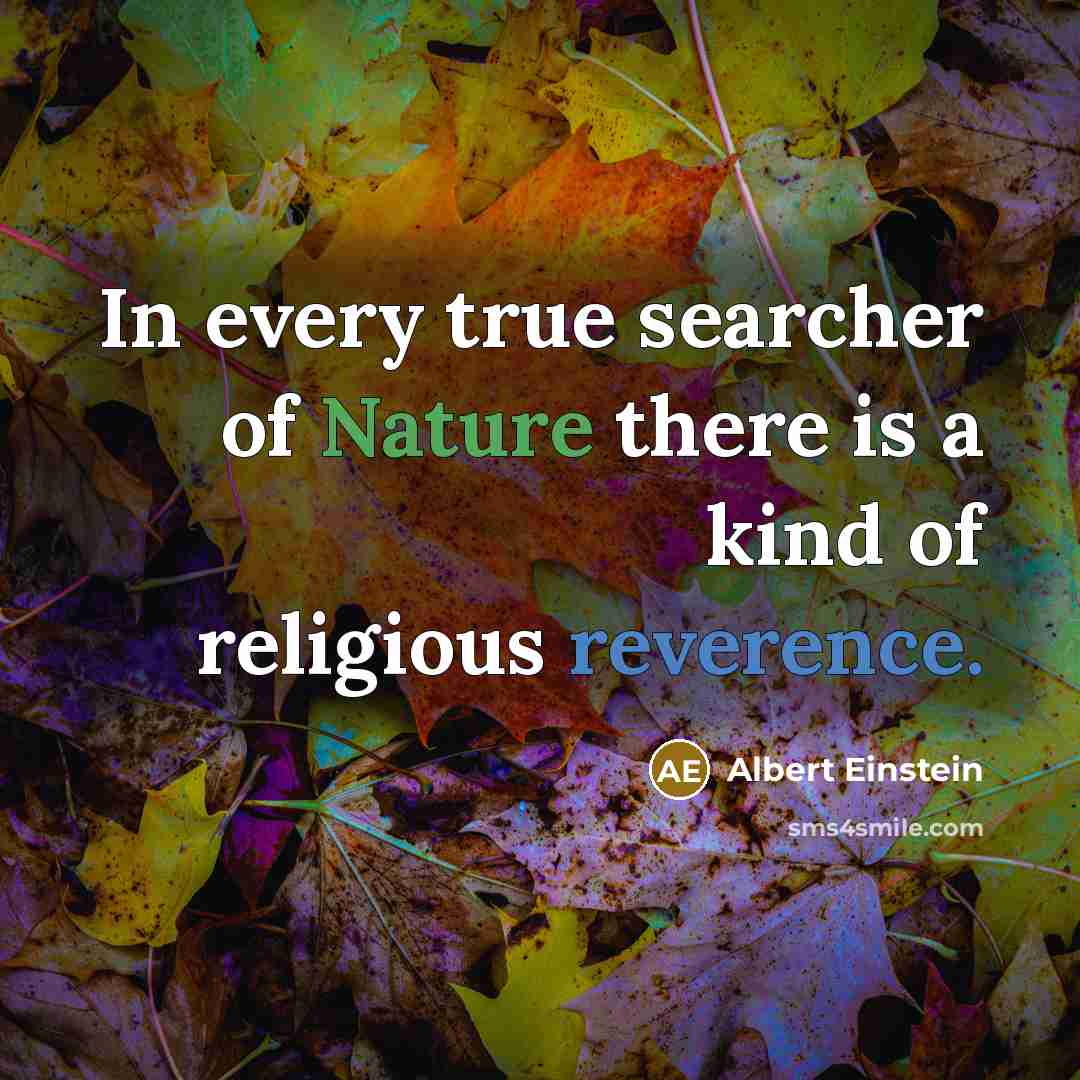 “In every true searcher of Nature there is a kind of religious reverence.” quote by Albert Einstein