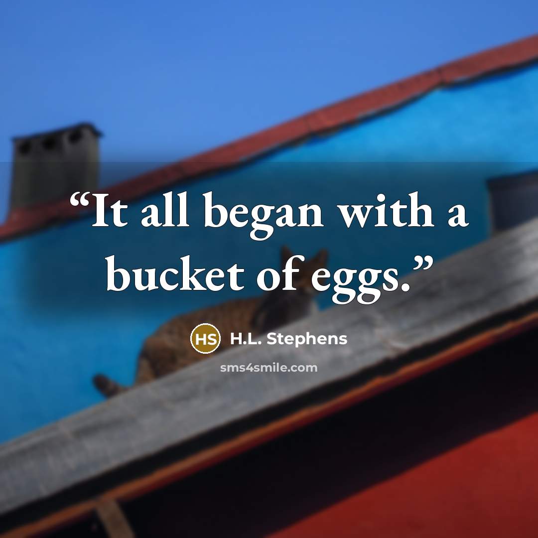 “It all began with a bucket of eggs.” quote by H.L. Stephens
