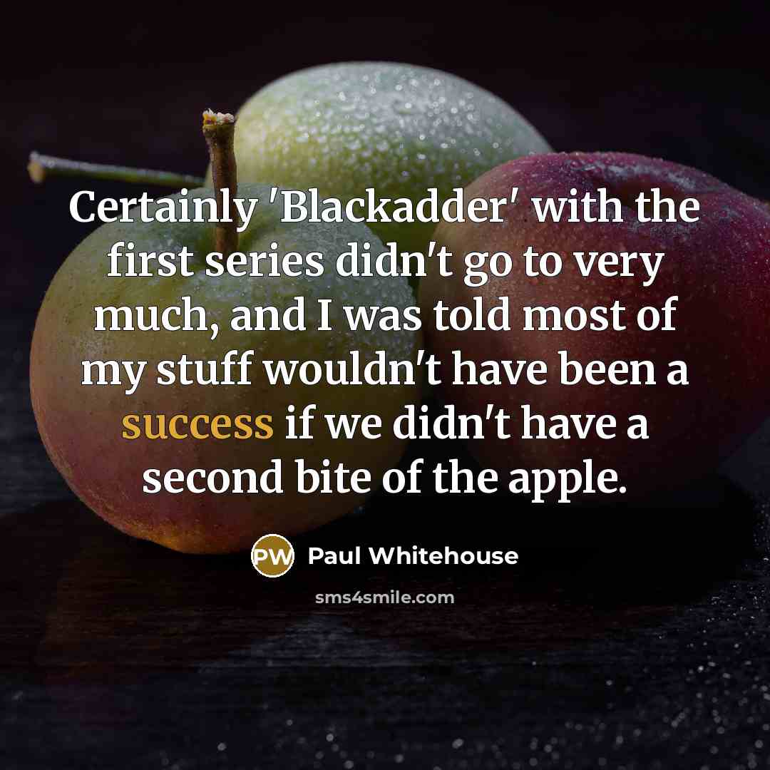 “Certainly 'Blackadder' with the first series didn't go to very much, and I was told most of my stuff wouldn't have been a success if we didn't have a second bite of the apple.” quote by Paul Whitehouse