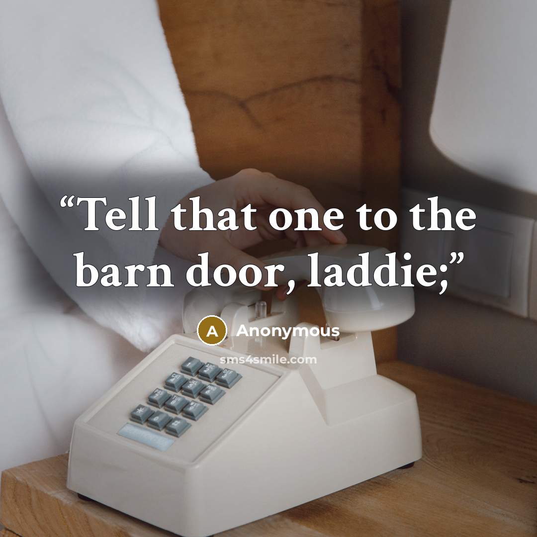 “Tell that one to the barn door, laddie;” quote by Anonymous