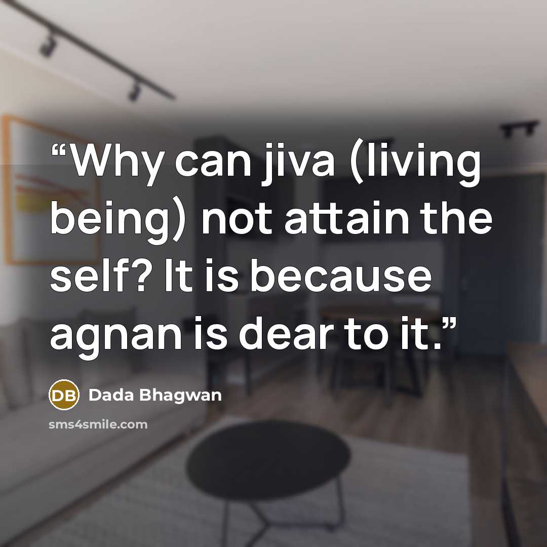 “Why can jiva (living being) not attain the self? It is because agnan is dear to it.” quote by Dada Bhagwan