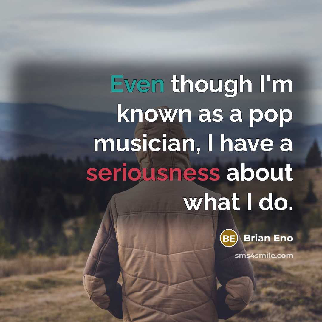 “Even though I'm known as a pop musician, I have a seriousness about what I do.” quote by Brian Eno