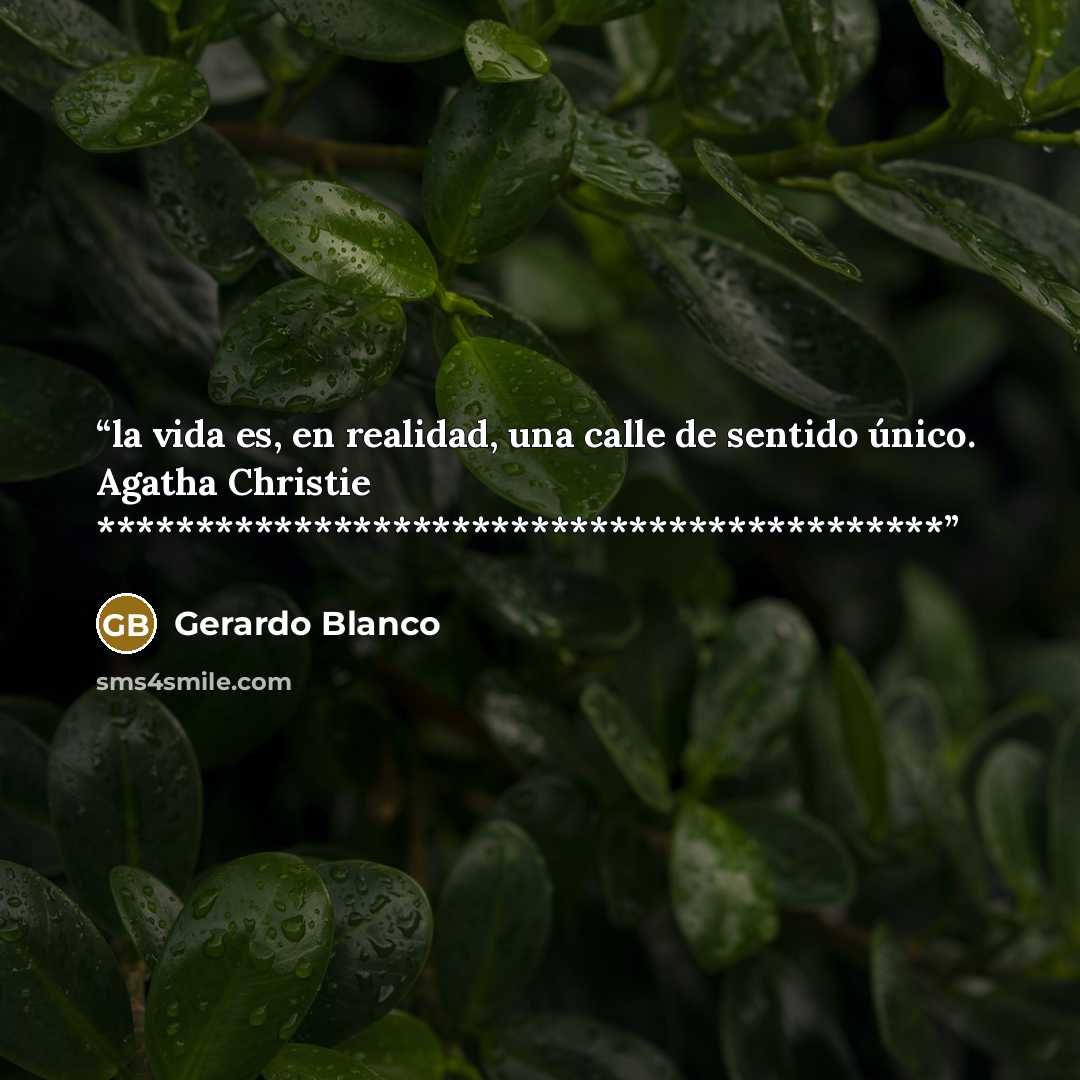 “la vida es, en realidad, una calle de sentido único. Agatha Christie *******************************************” quote by Gerardo Blanco