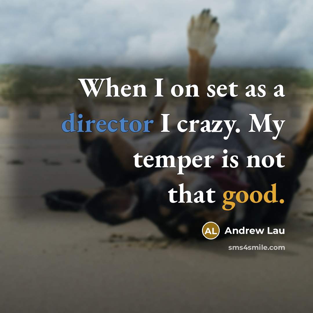 “When I on set as a director I crazy. My temper is not that good.” quote by Andrew Lau
