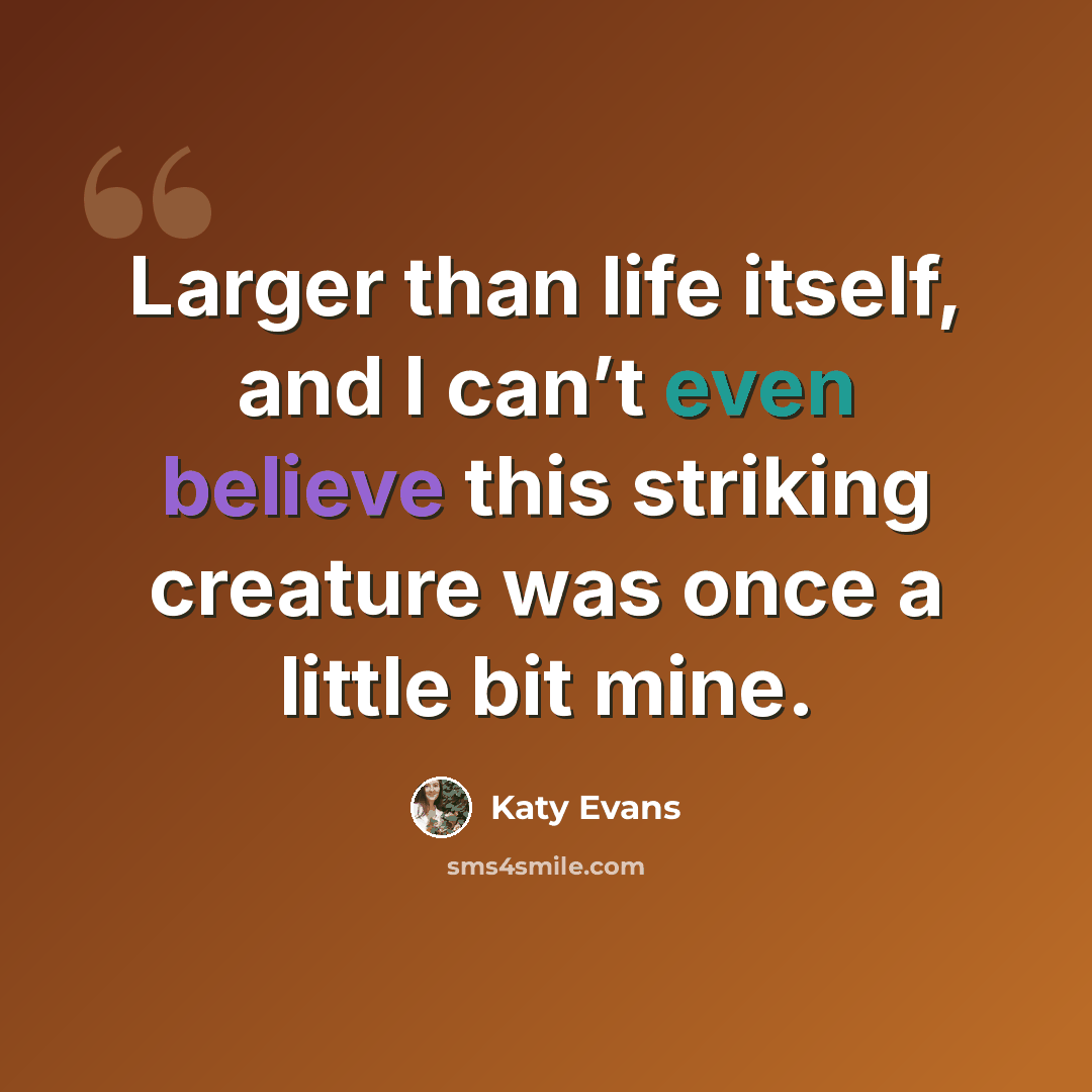 “Larger than life itself, and I can’t even believe this striking creature was once a little bit mine.” quote by Katy Evans