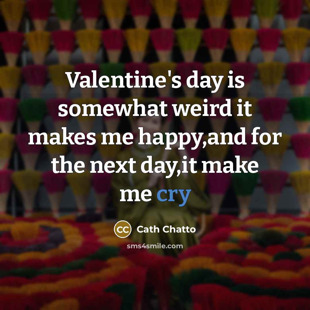 “Valentine's day is somewhat weird it makes me happy,and for the next day,it make me cry” quote by Cath Chatto