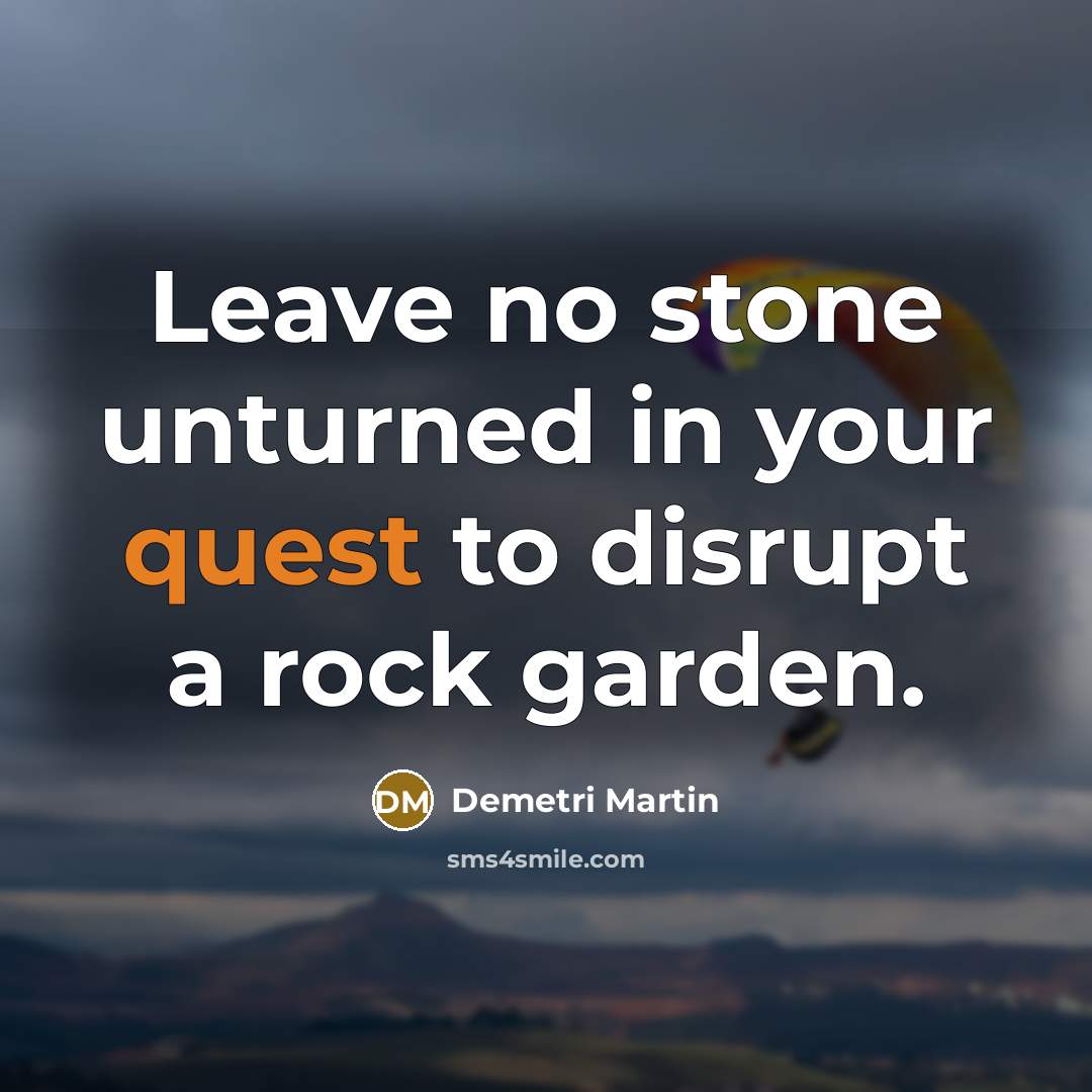 “Leave no stone unturned in your quest to disrupt a rock garden.” quote by Demetri Martin