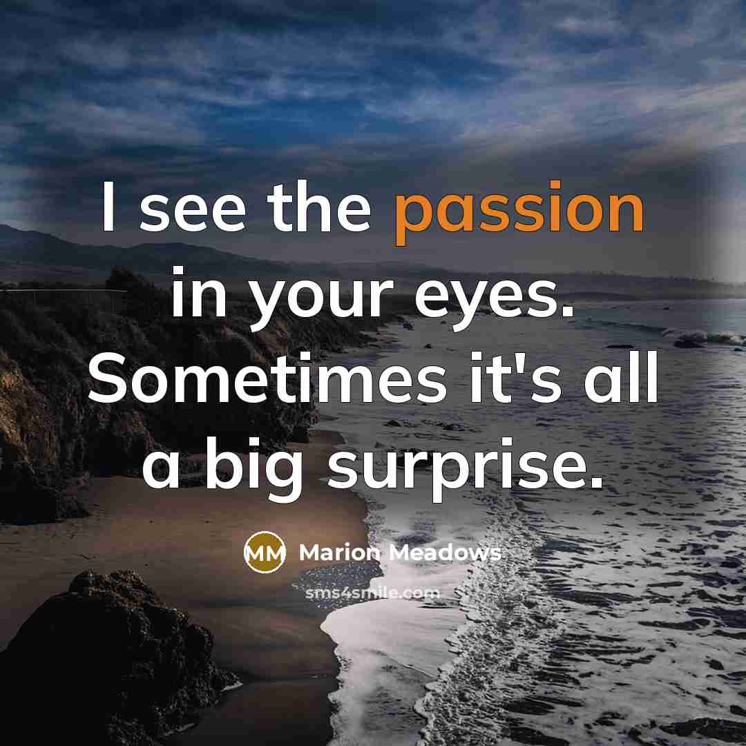 “I see the passion in your eyes. Sometimes it's all a big surprise.” quote by Marion Meadows