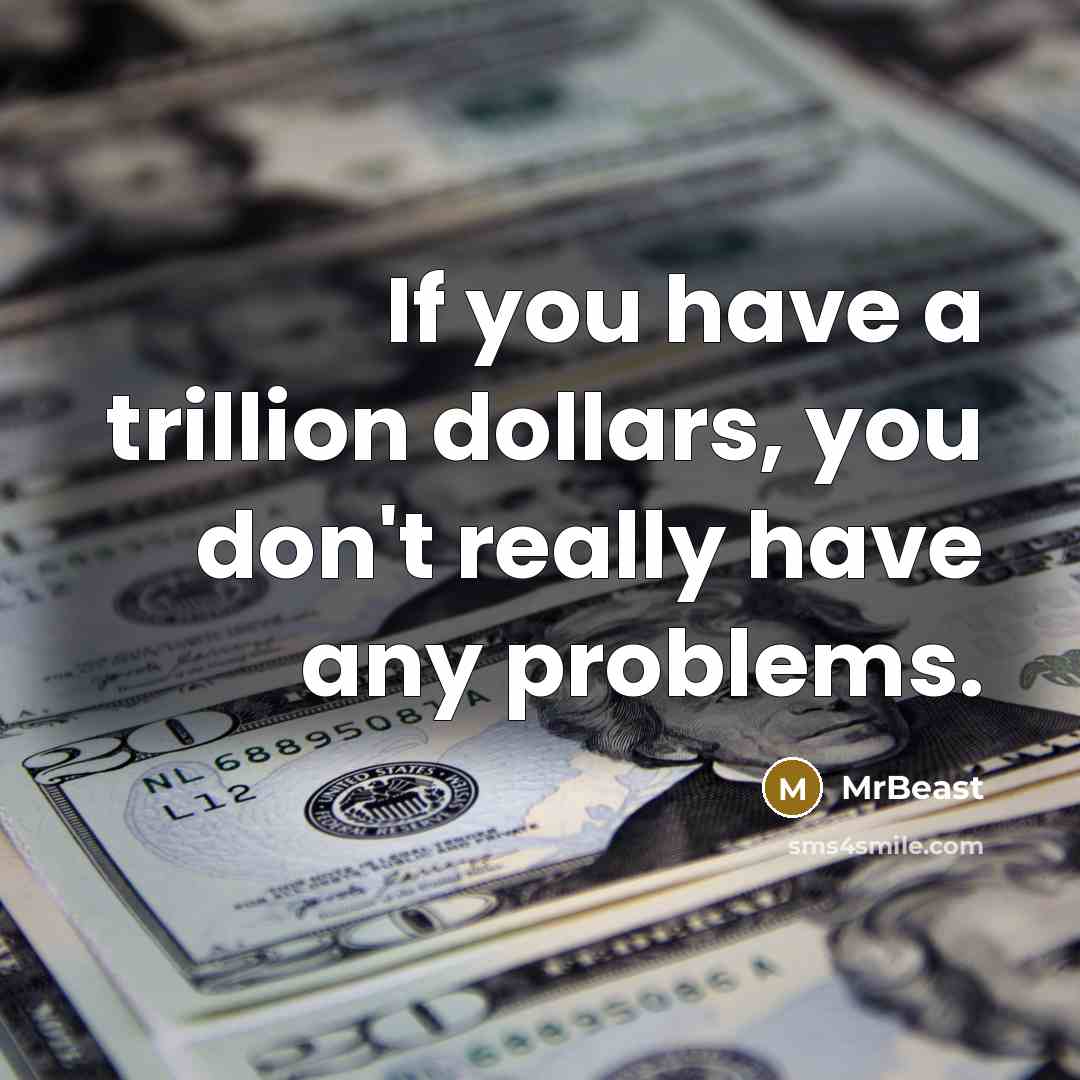 “If you have a trillion dollars, you don't really have any problems.” quote by MrBeast