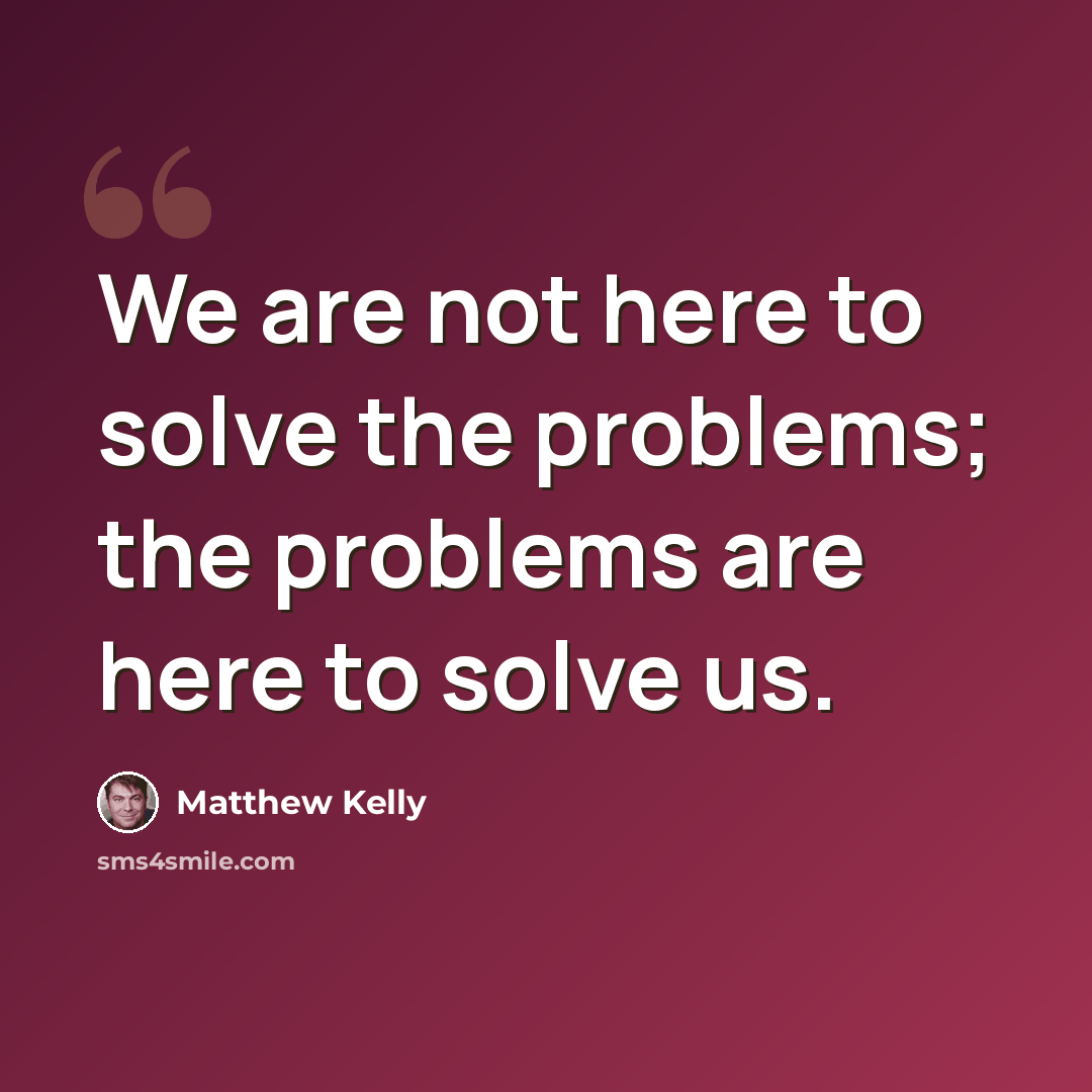 “We are not here to solve the problems; the problems are here to solve us.” quote by Matthew Kelly