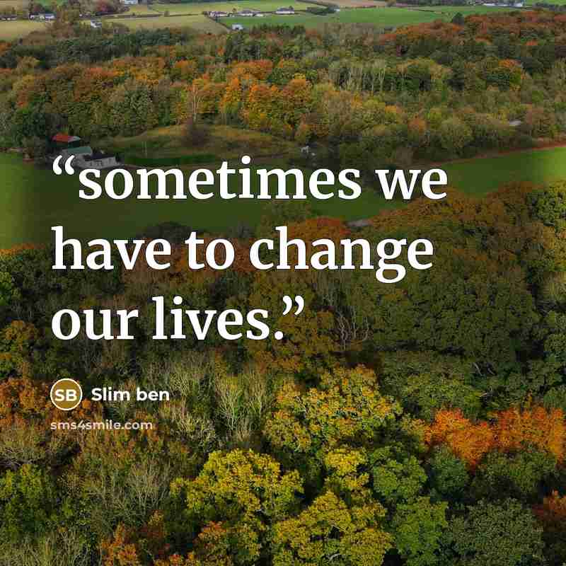 “sometimes we have to change our lives.” quote by Slim ben