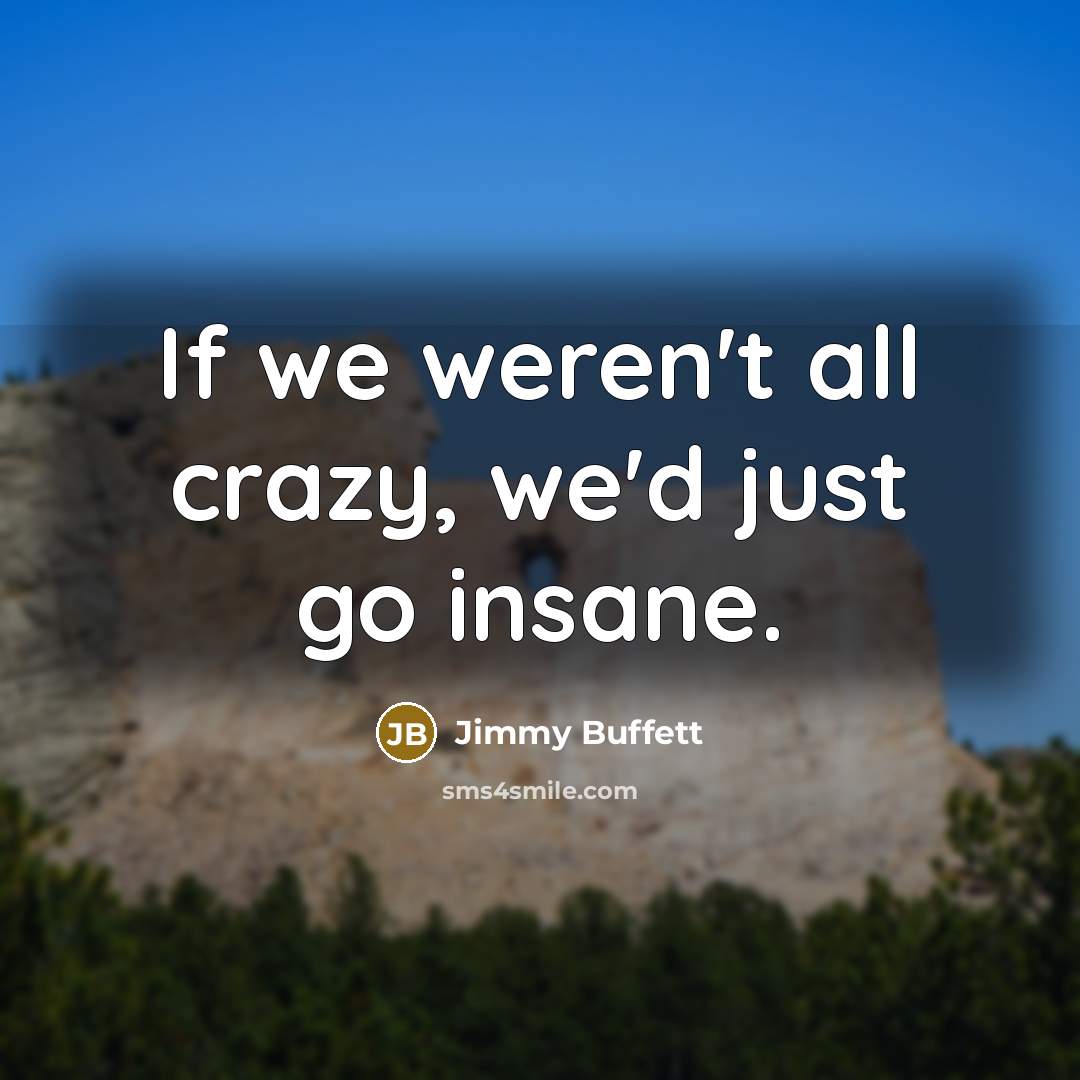 “If we weren't all crazy, we'd just go insane.” quote by Jimmy Buffett