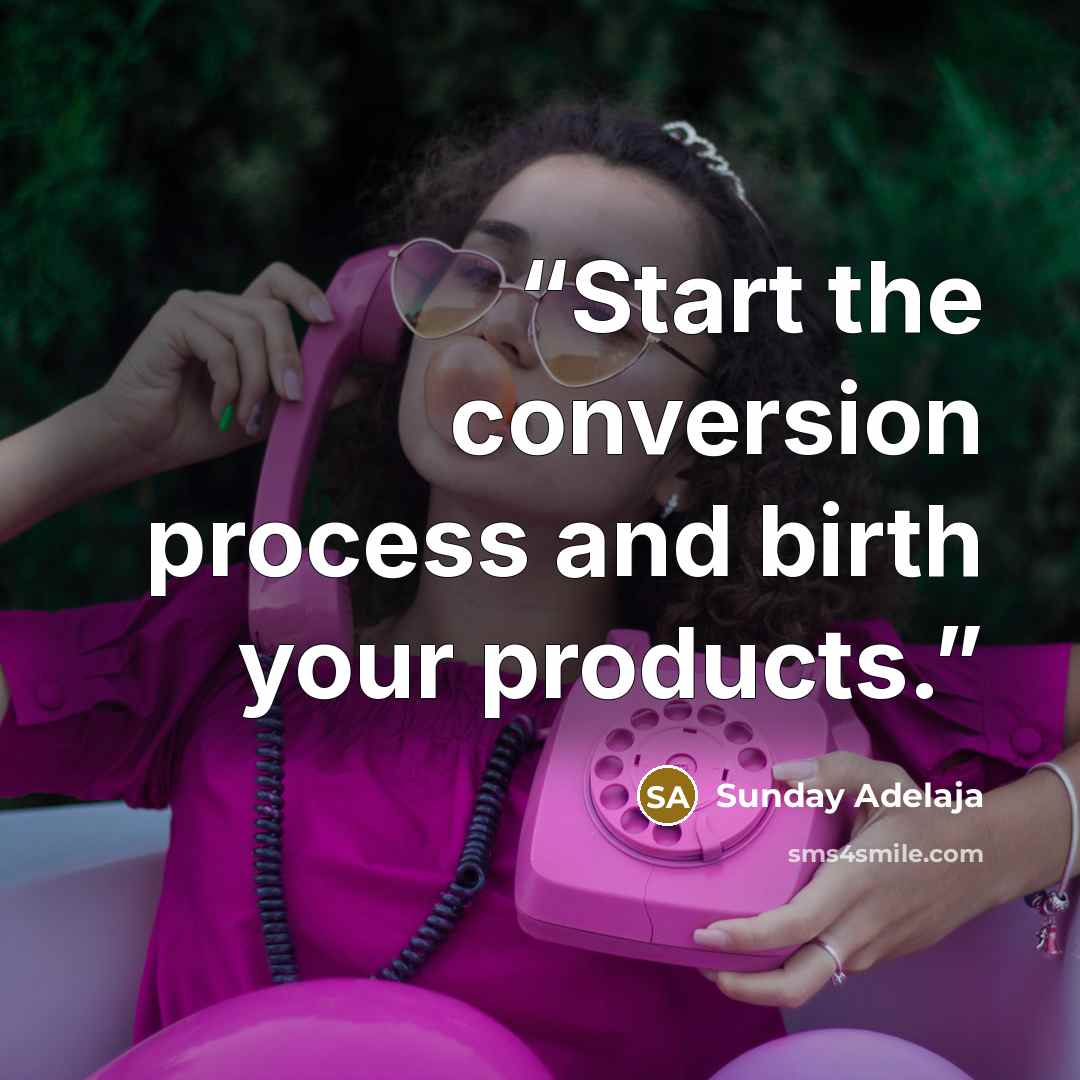 “Start the conversion process and birth your products.” quote by Sunday Adelaja