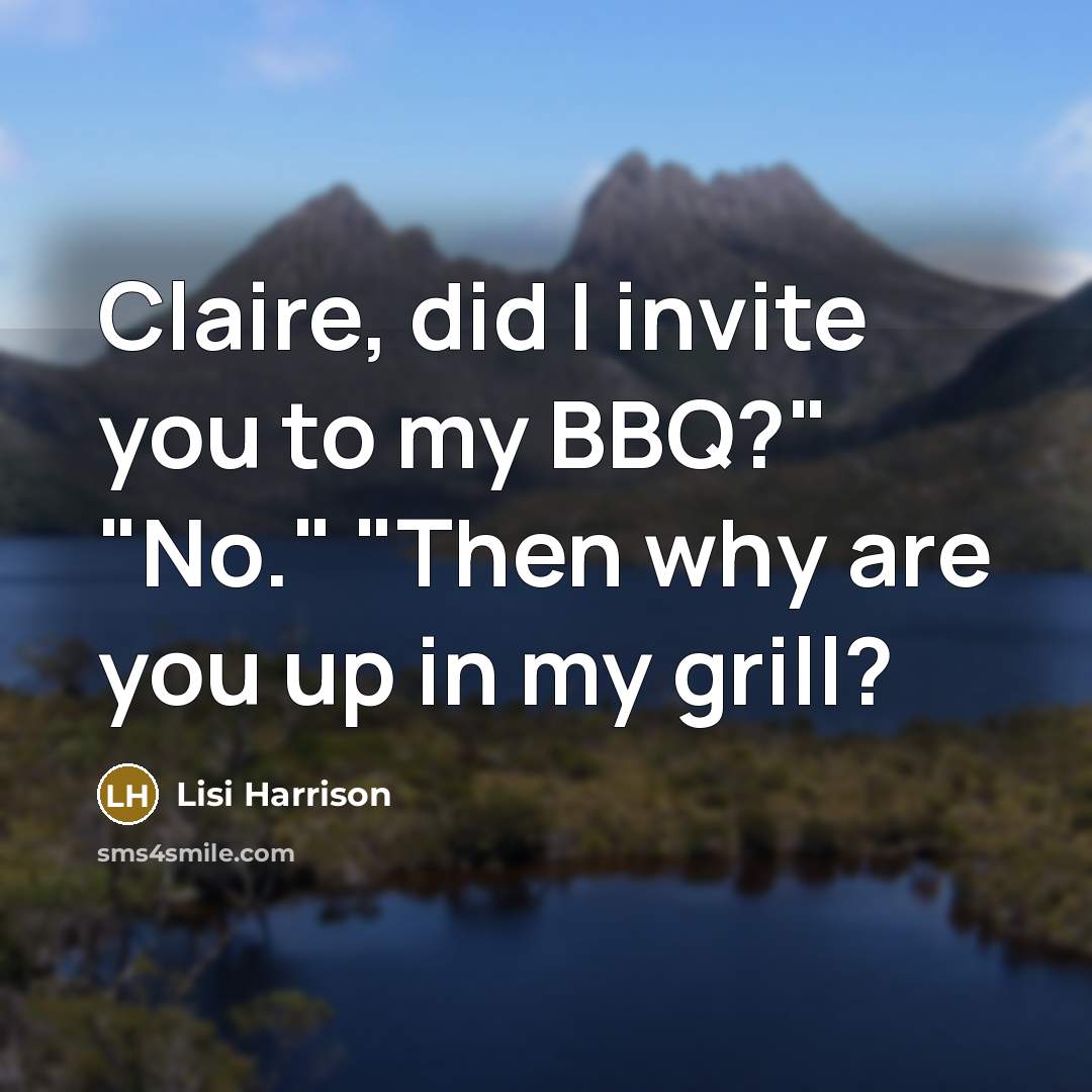 “Claire, did I invite you to my BBQ?" "No." "Then why are you up in my grill?” quote by Lisi Harrison