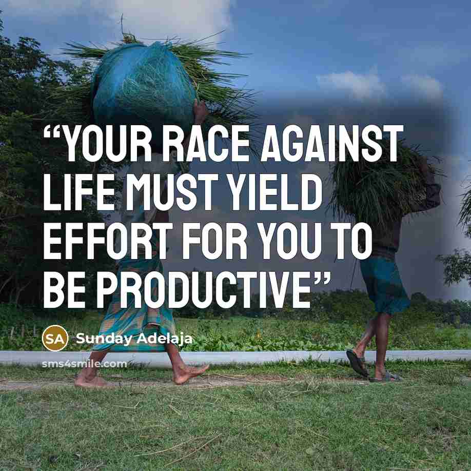 “Your race against life must yield effort for you to be productive” quote by Sunday Adelaja
