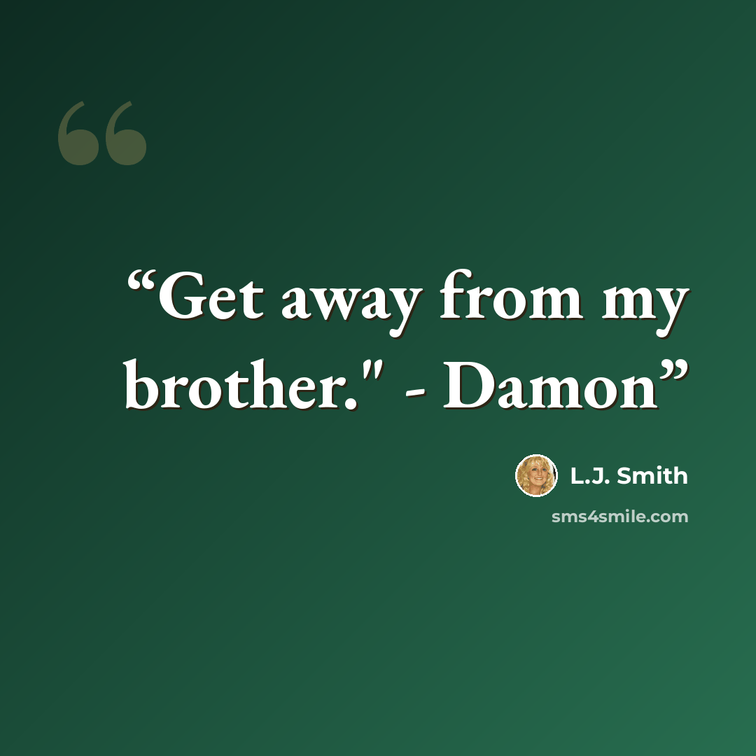 “Get away from my brother." - Damon” quote by L.J. Smith