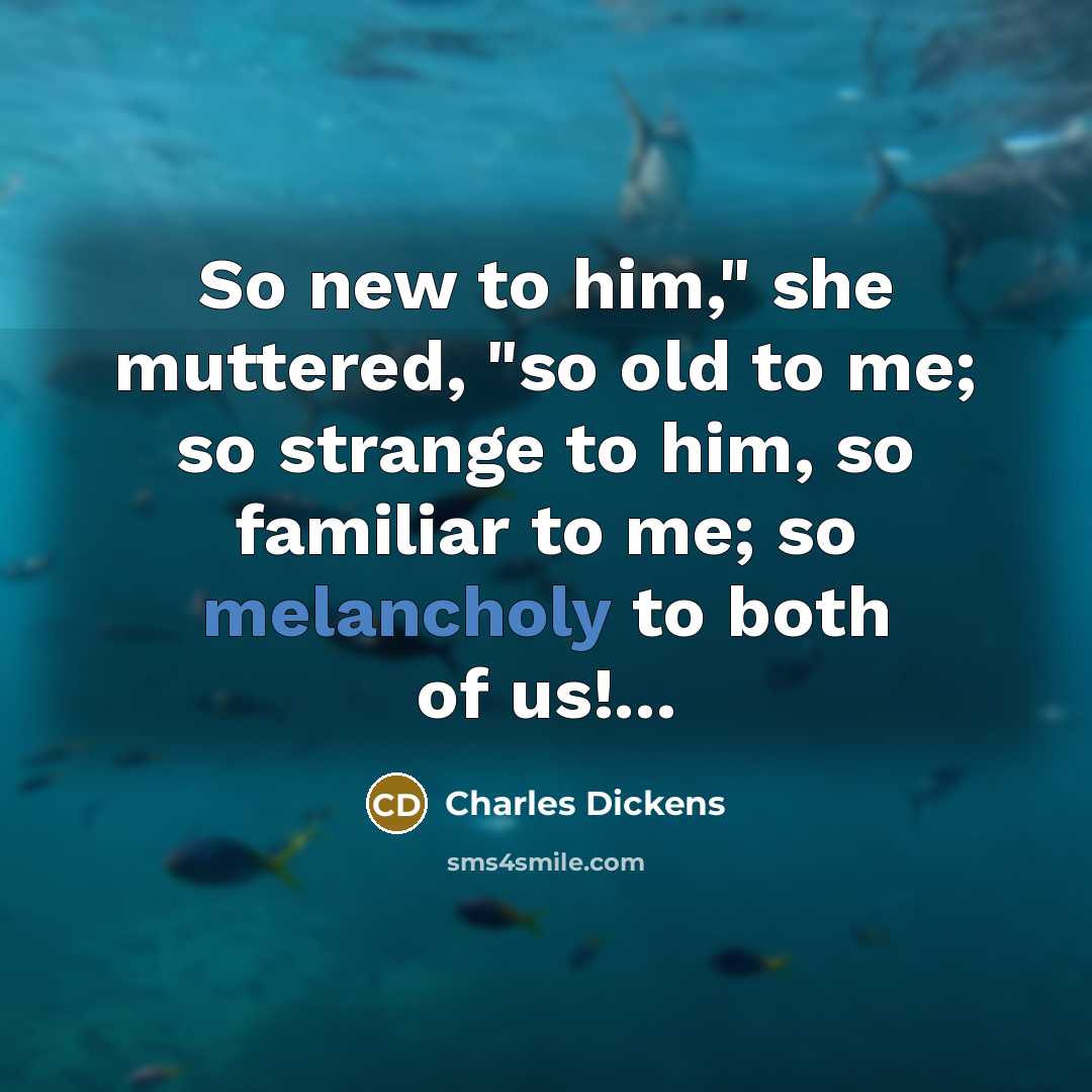 “So new to him," she muttered, "so old to me; so strange to him, so familiar to me; so melancholy to both of us!...” quote by Charles Dickens