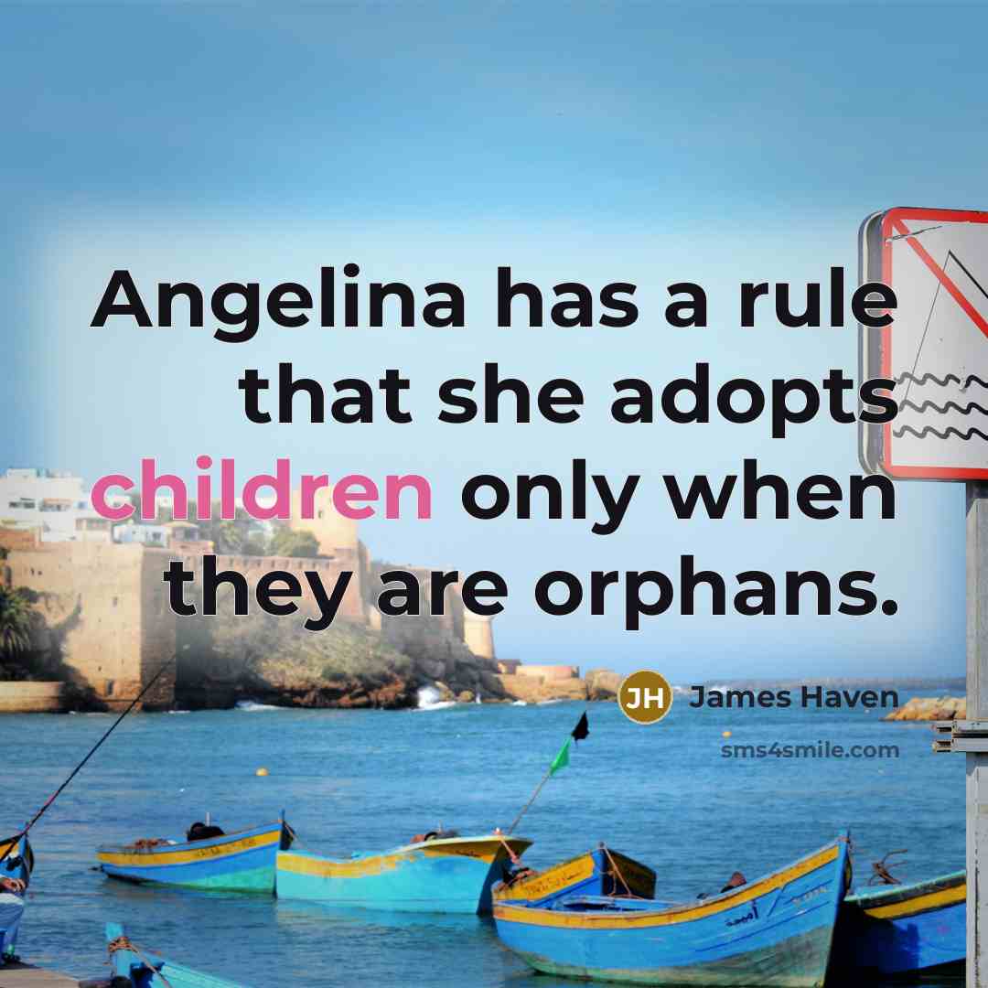“Angelina has a rule that she adopts children only when they are orphans.” quote by James Haven