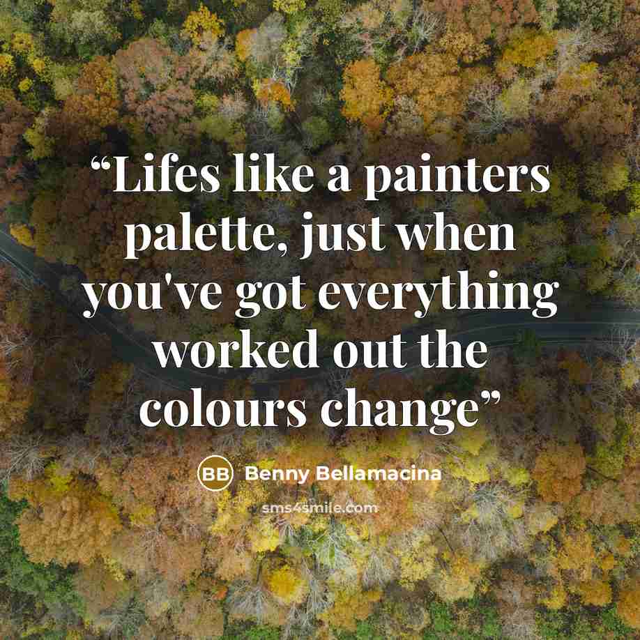 “Lifes like a painters palette, just when you've got everything worked out the colours change” quote by Benny Bellamacina