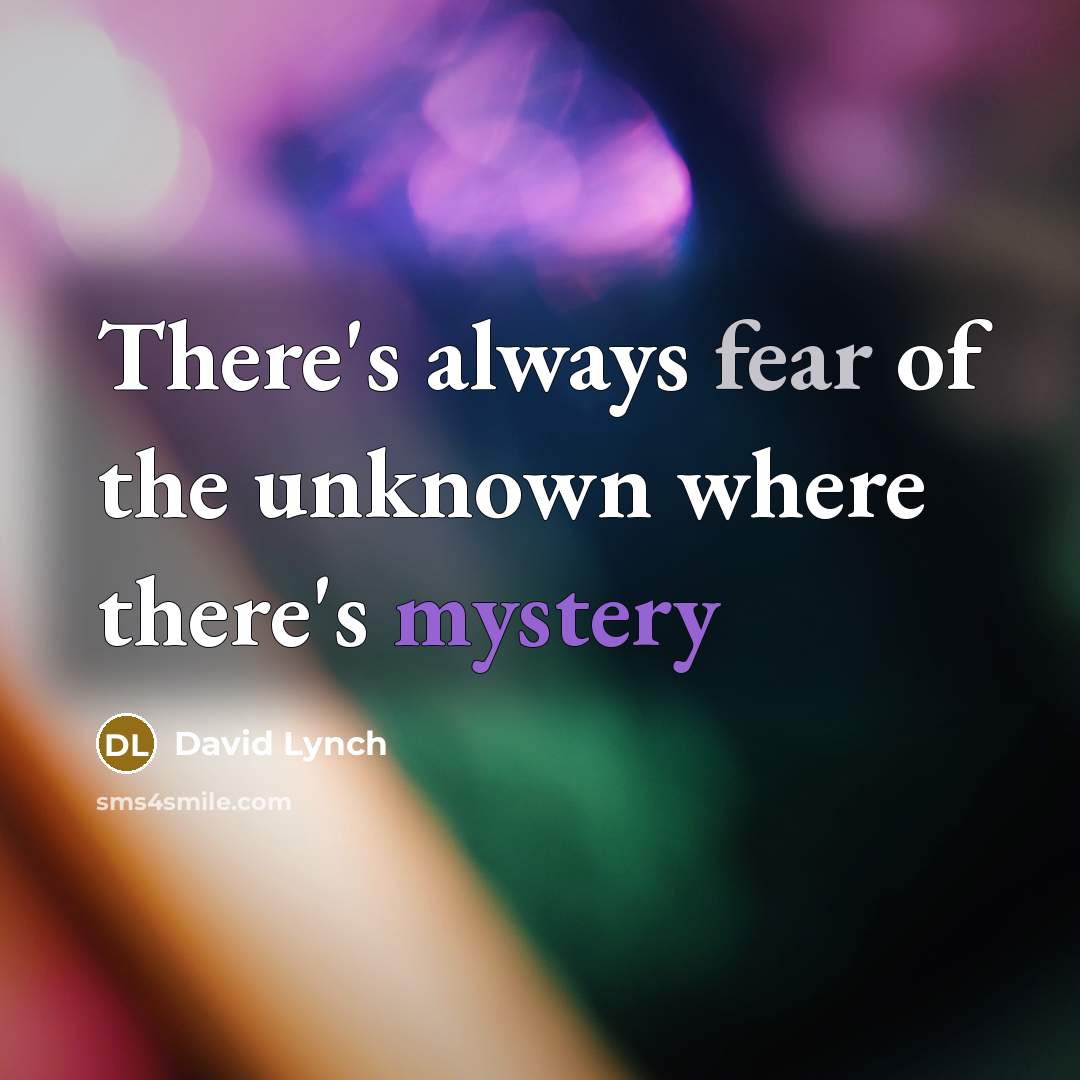 “There's always fear of the unknown where there's mystery” quote by David Lynch