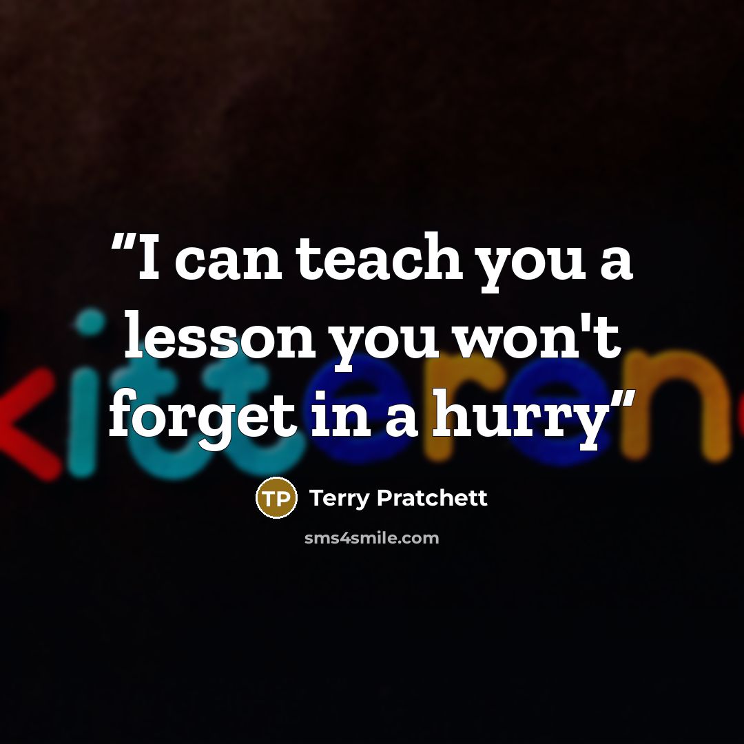 “I can teach you a lesson you won't forget in a hurry” quote by Terry Pratchett