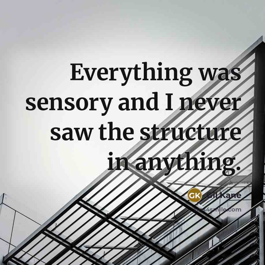 “Everything was sensory and I never saw the structure in anything.” quote by Gil Kane