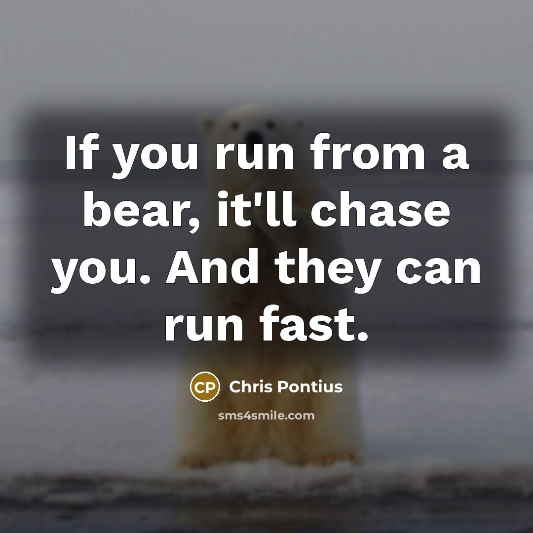 “If you run from a bear, it'll chase you. And they can run fast.” quote by Chris Pontius
