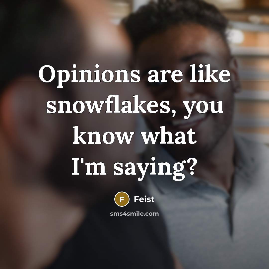 “Opinions are like snowflakes, you know what I'm saying?” quote by Feist