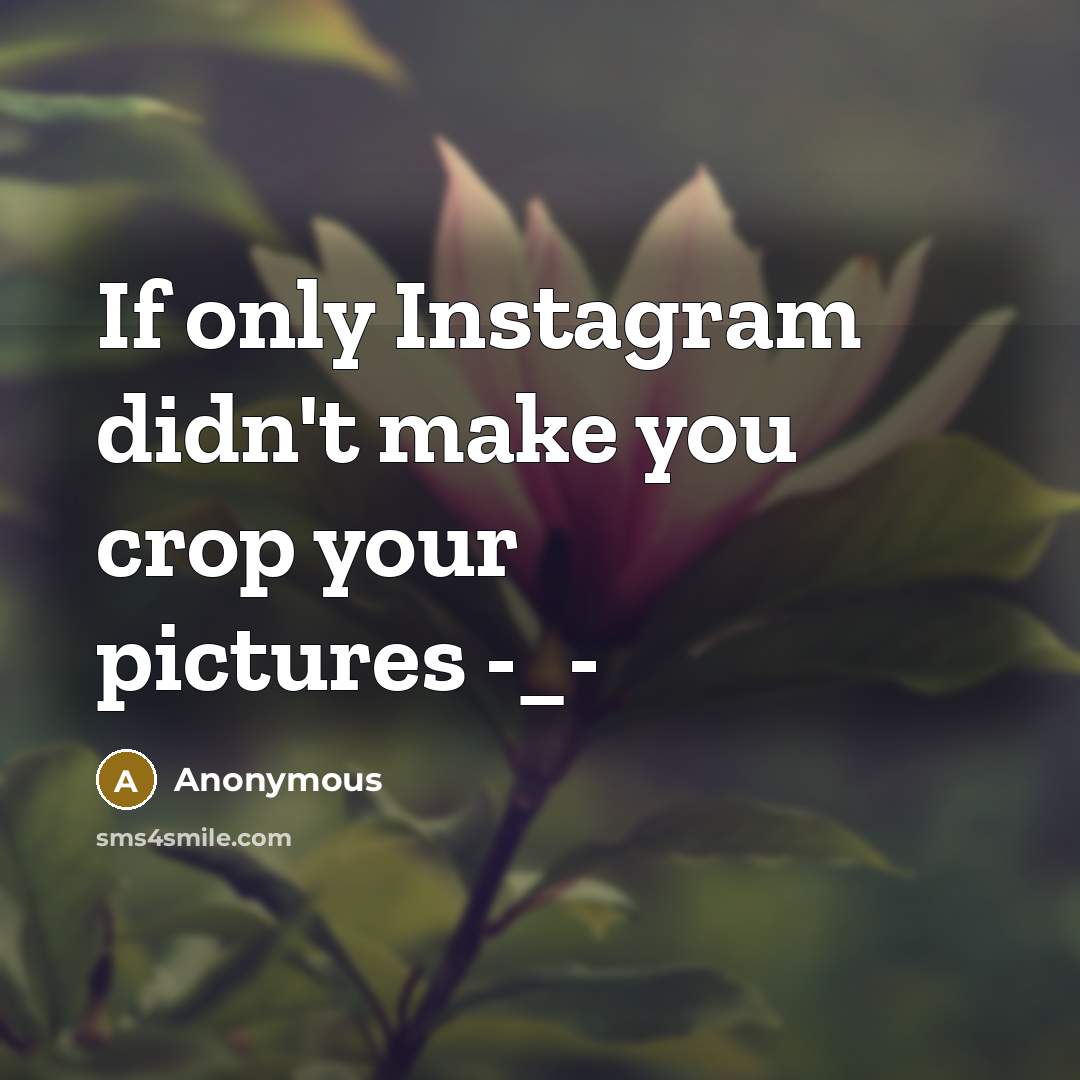“If only Instagram didn't make you crop your pictures -_-” quote by Anonymous
