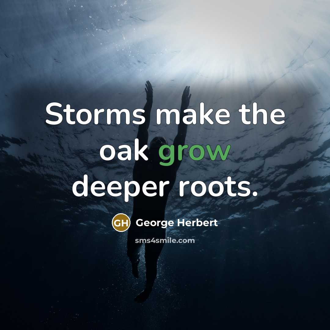 “Storms make the oak grow deeper roots.” quote by George Herbert