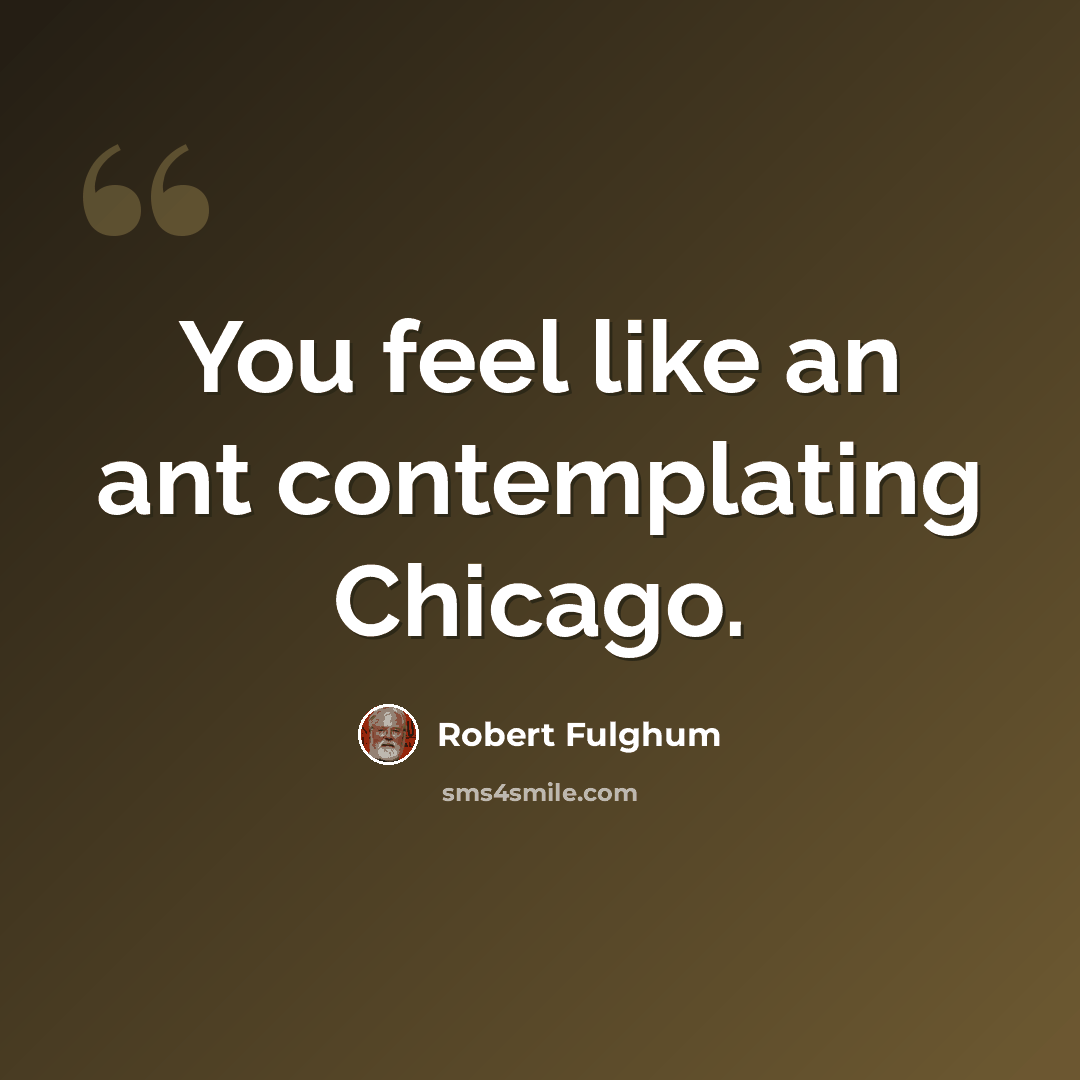 “You feel like an ant contemplating Chicago.” quote by Robert Fulghum