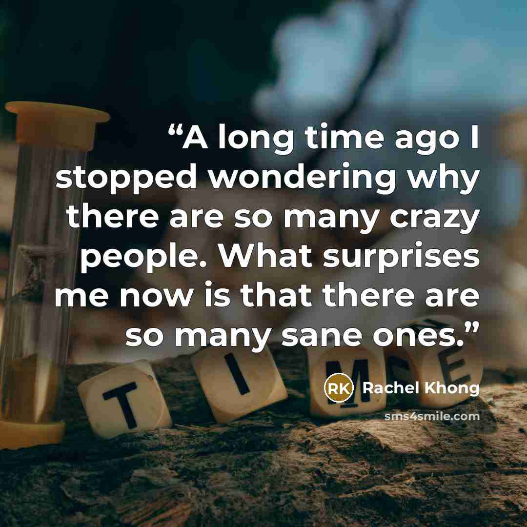 “A long time ago I stopped wondering why there are so many crazy people. What surprises me now is that there are so many sane ones.” quote by Rachel Khong
