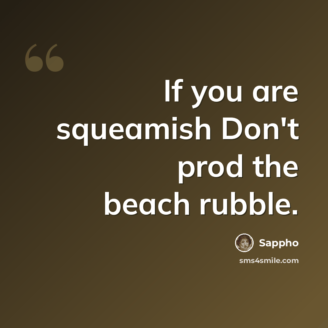 “If you are squeamish Don't prod the beach rubble.” quote by Sappho