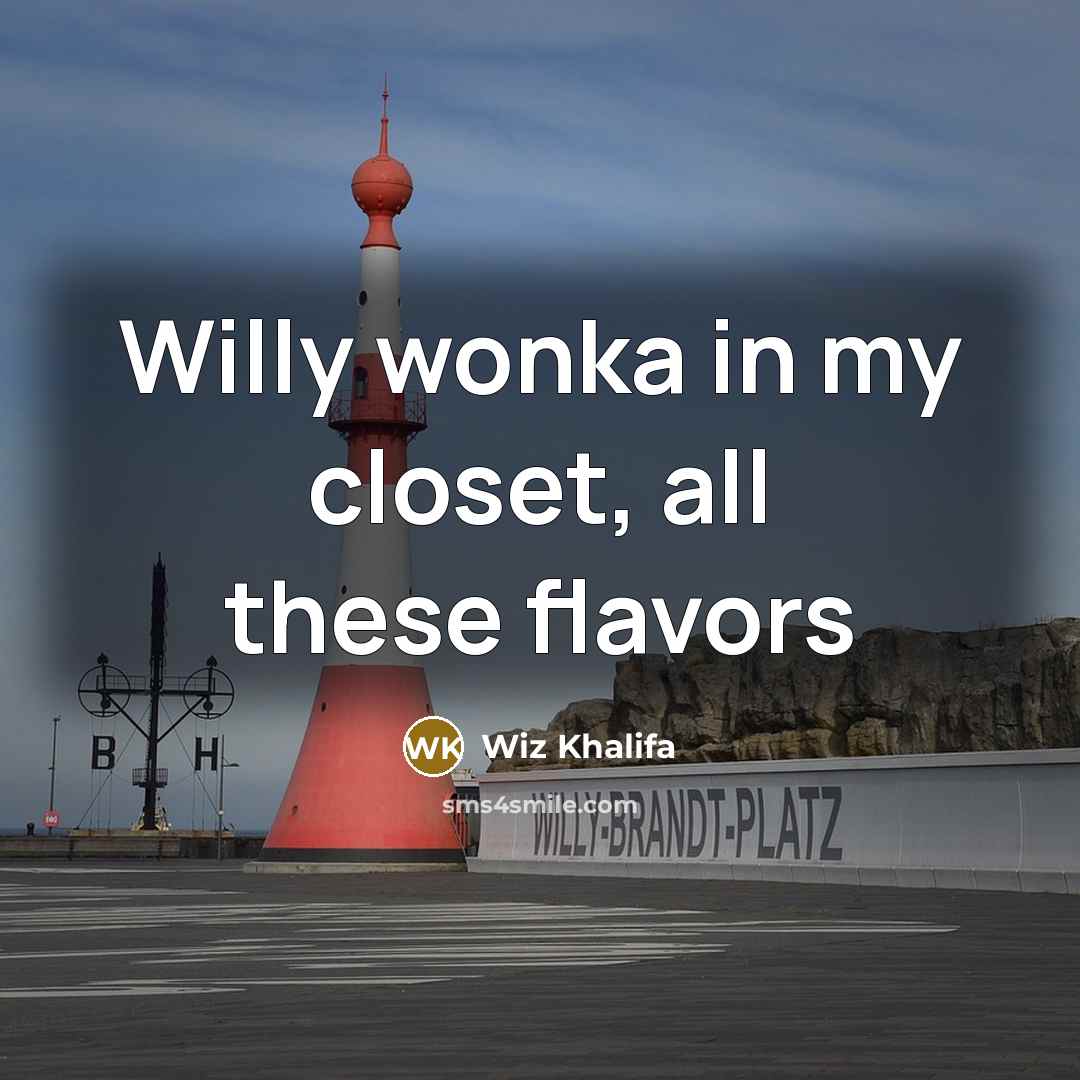 “Willy wonka in my closet, all these flavors” quote by Wiz Khalifa