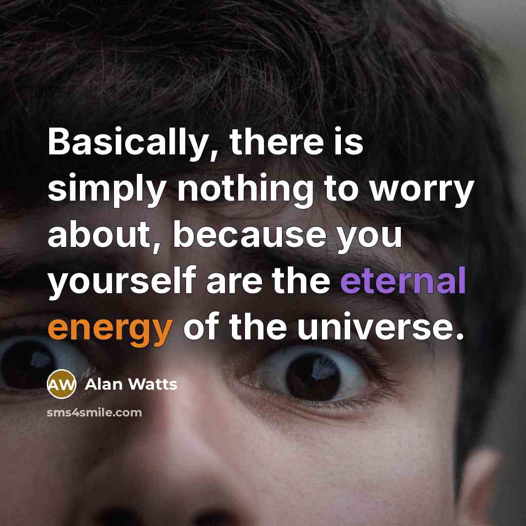 “Basically, there is simply nothing to worry about, because you yourself are the eternal energy of the universe.” quote by Alan Watts