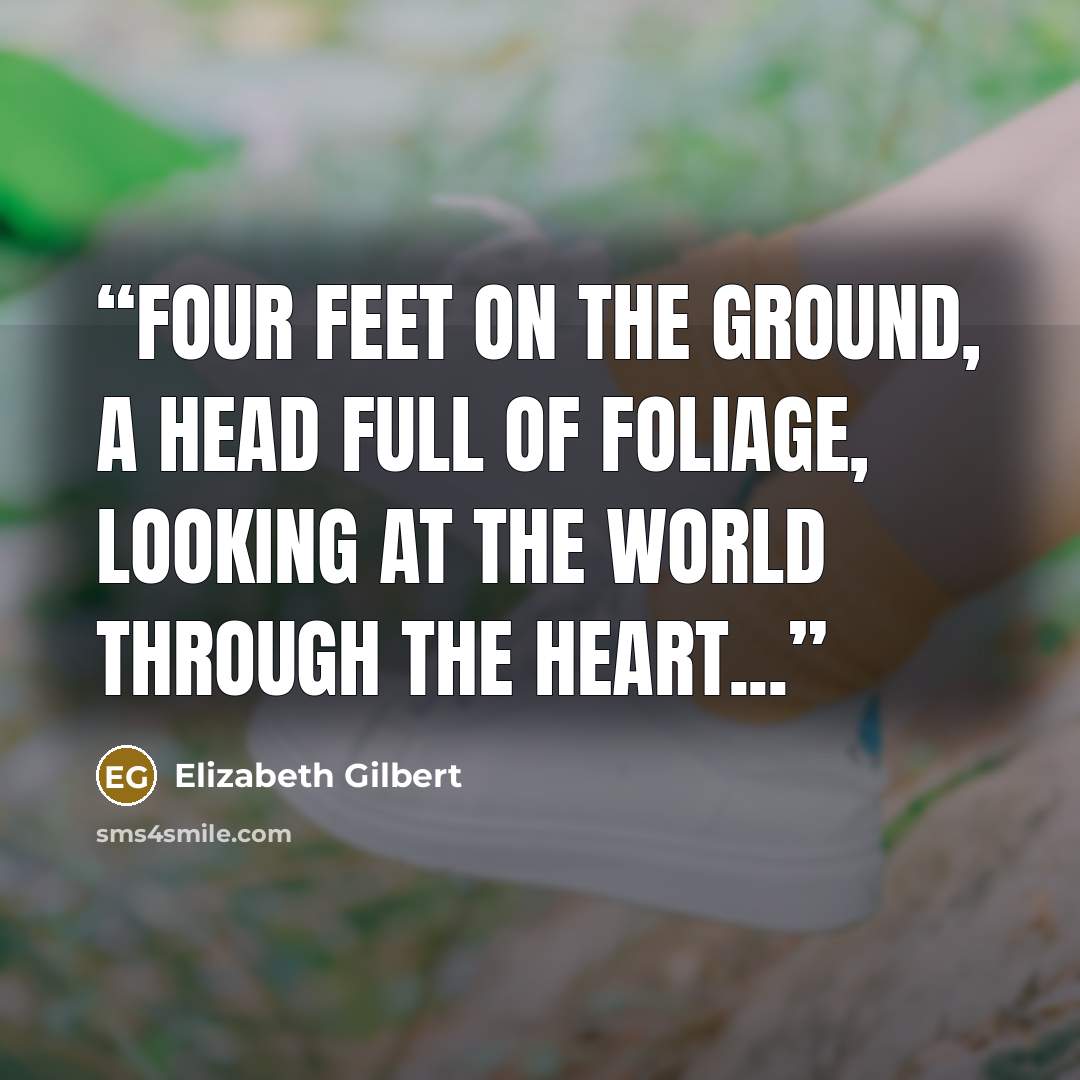 “Four feet on the ground, a head full of foliage, looking at the world through the heart...” quote by Elizabeth Gilbert