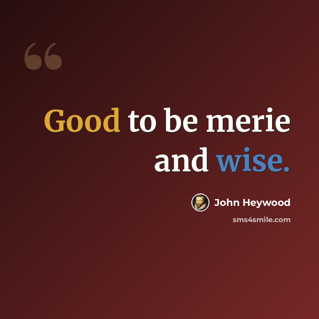 “Good to be merie and wise.” quote by John Heywood