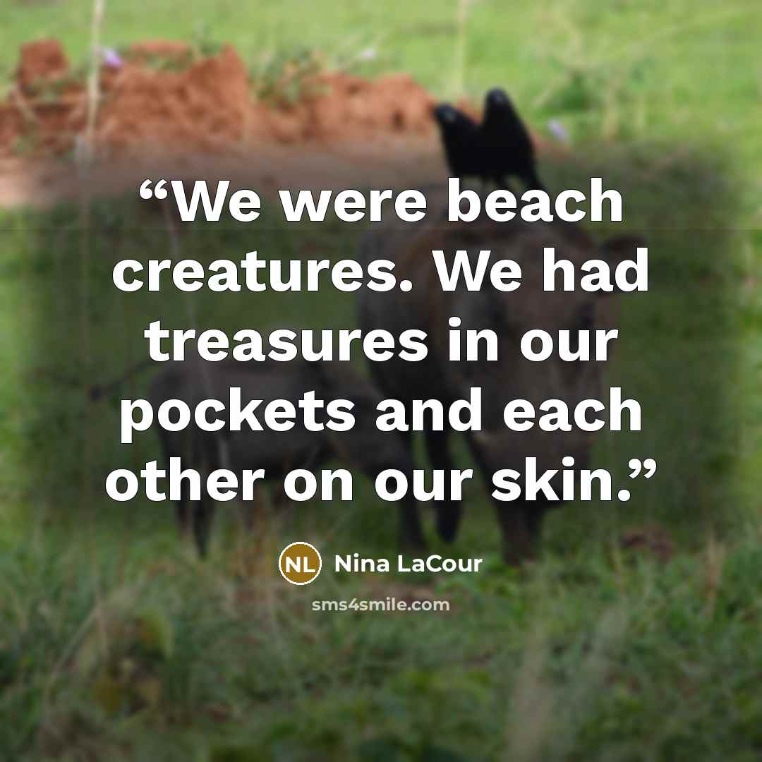 “We were beach creatures. We had treasures in our pockets and each other on our skin.” quote by Nina LaCour