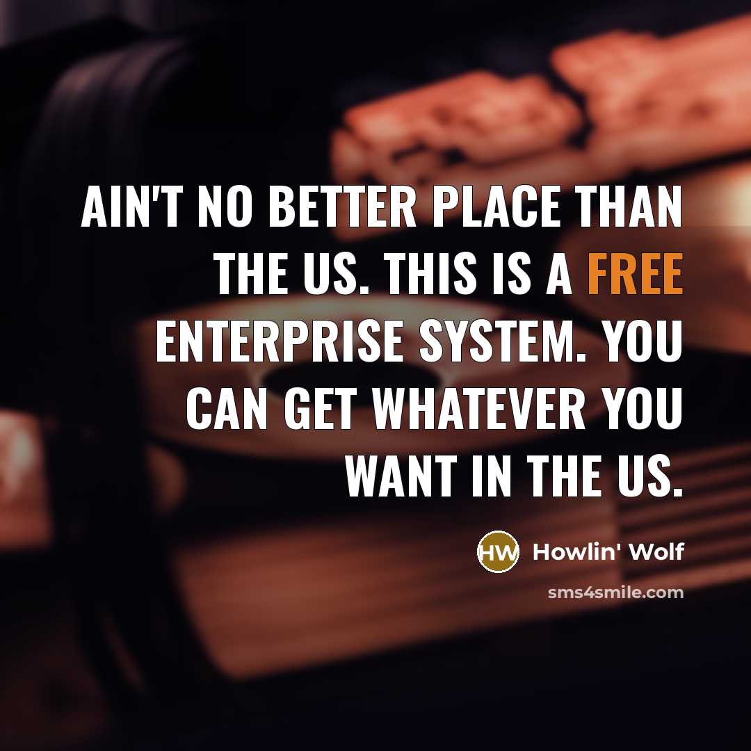 “Ain't no better place than the US. This is a free enterprise system. You can get whatever you want in the US.” quote by Howlin' Wolf