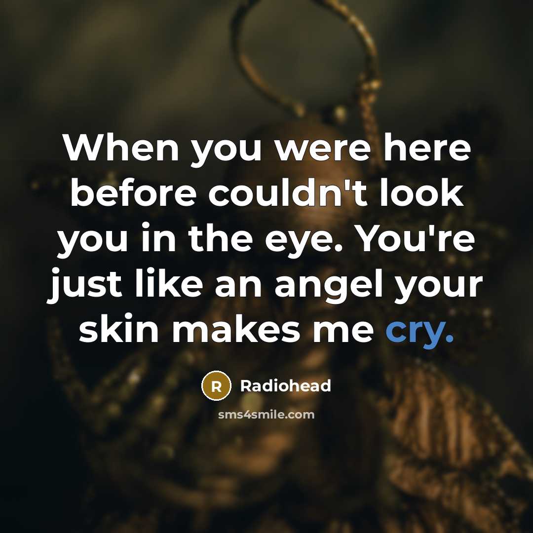 “When you were here before couldn't look you in the eye. You're just like an angel your skin makes me cry.” quote by Radiohead