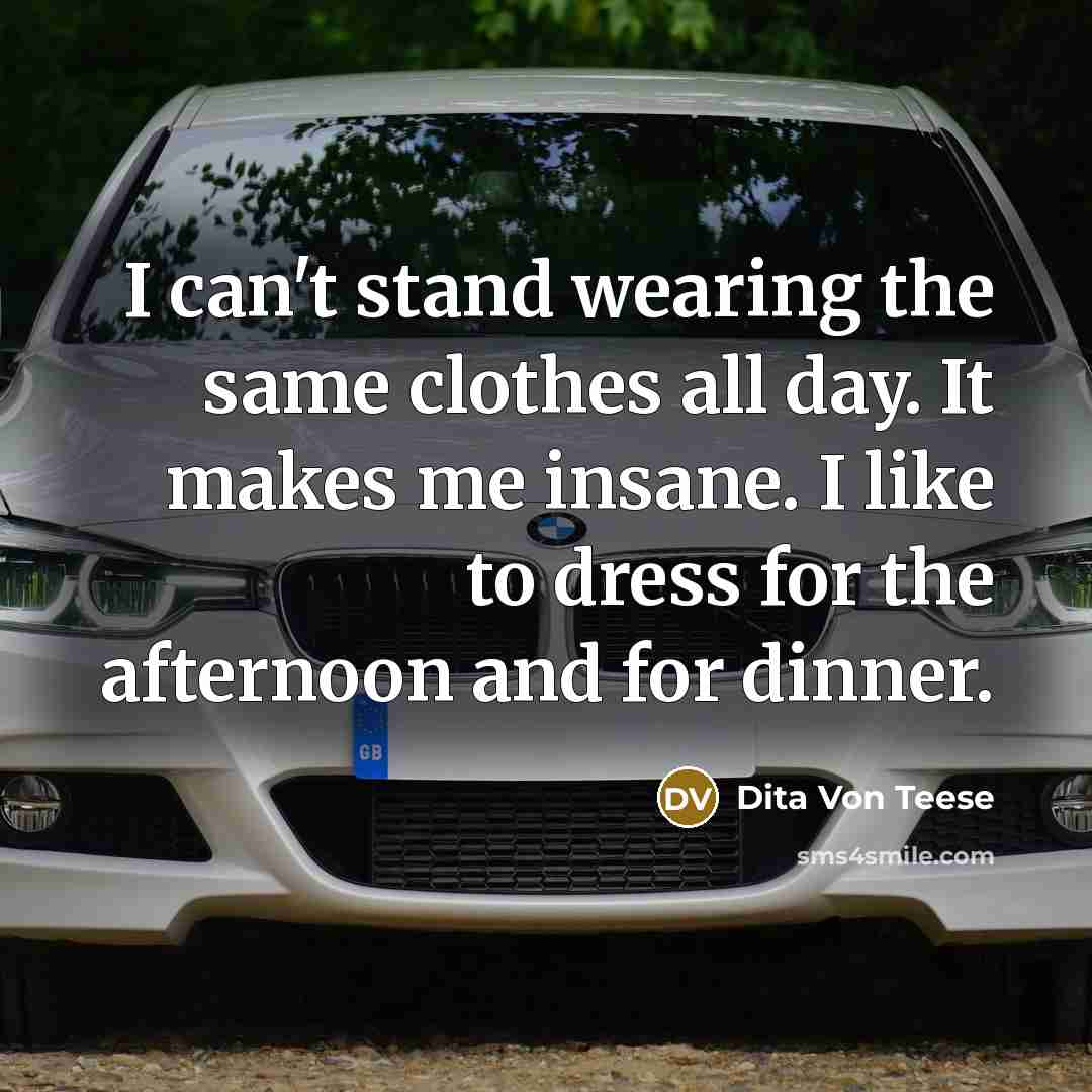 “I can't stand wearing the same clothes all day. It makes me insane. I like to dress for the afternoon and for dinner.” quote by Dita Von Teese