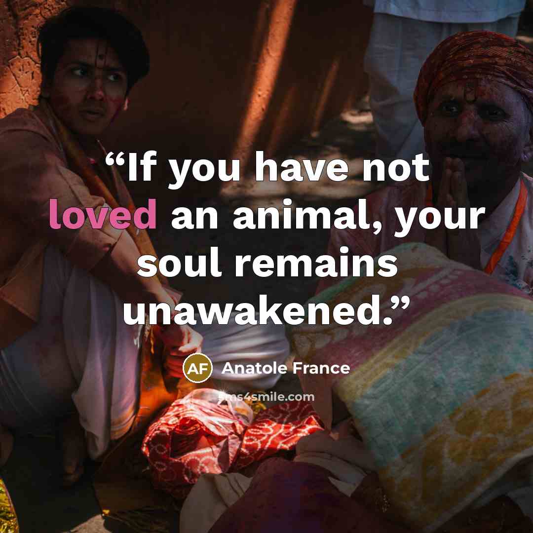 “If you have not loved an animal, your soul remains unawakened.” quote by Anatole France