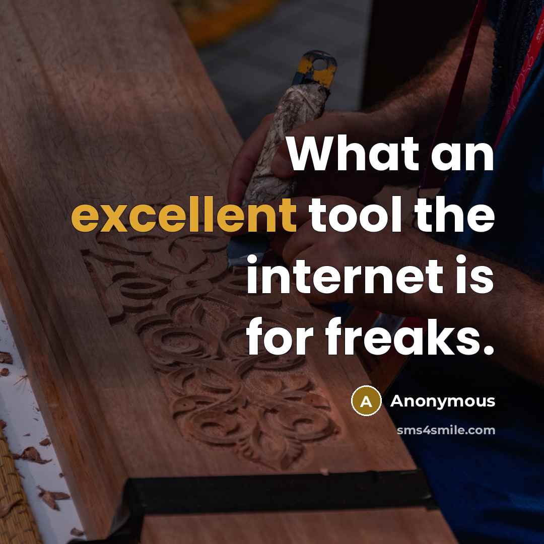 “What an excellent tool the internet is for freaks.” quote by Anonymous