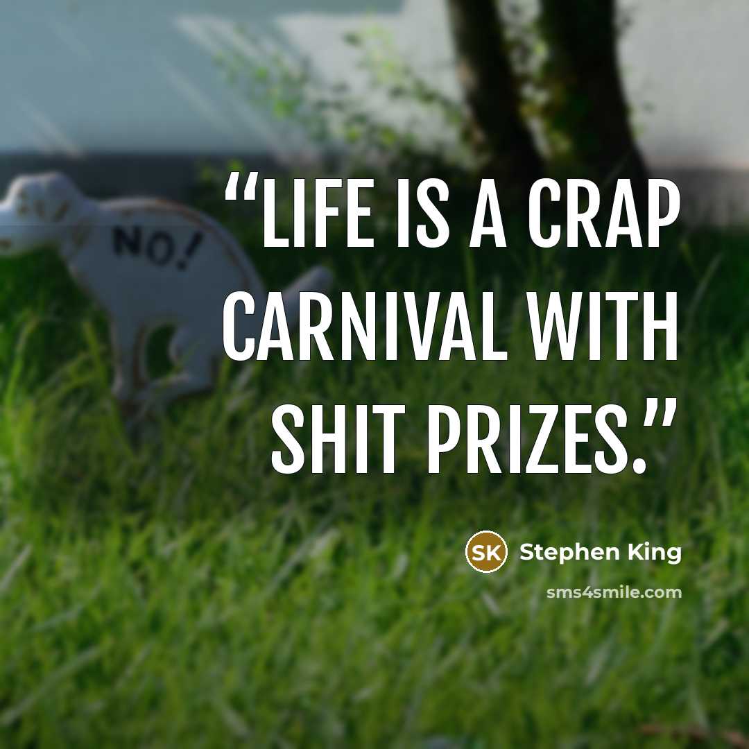 “Life is a crap carnival with shit prizes.” quote by Stephen King