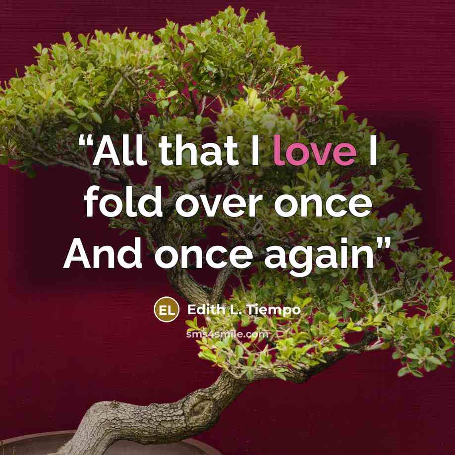 “All that I love I fold over once And once again” quote by Edith L. Tiempo
